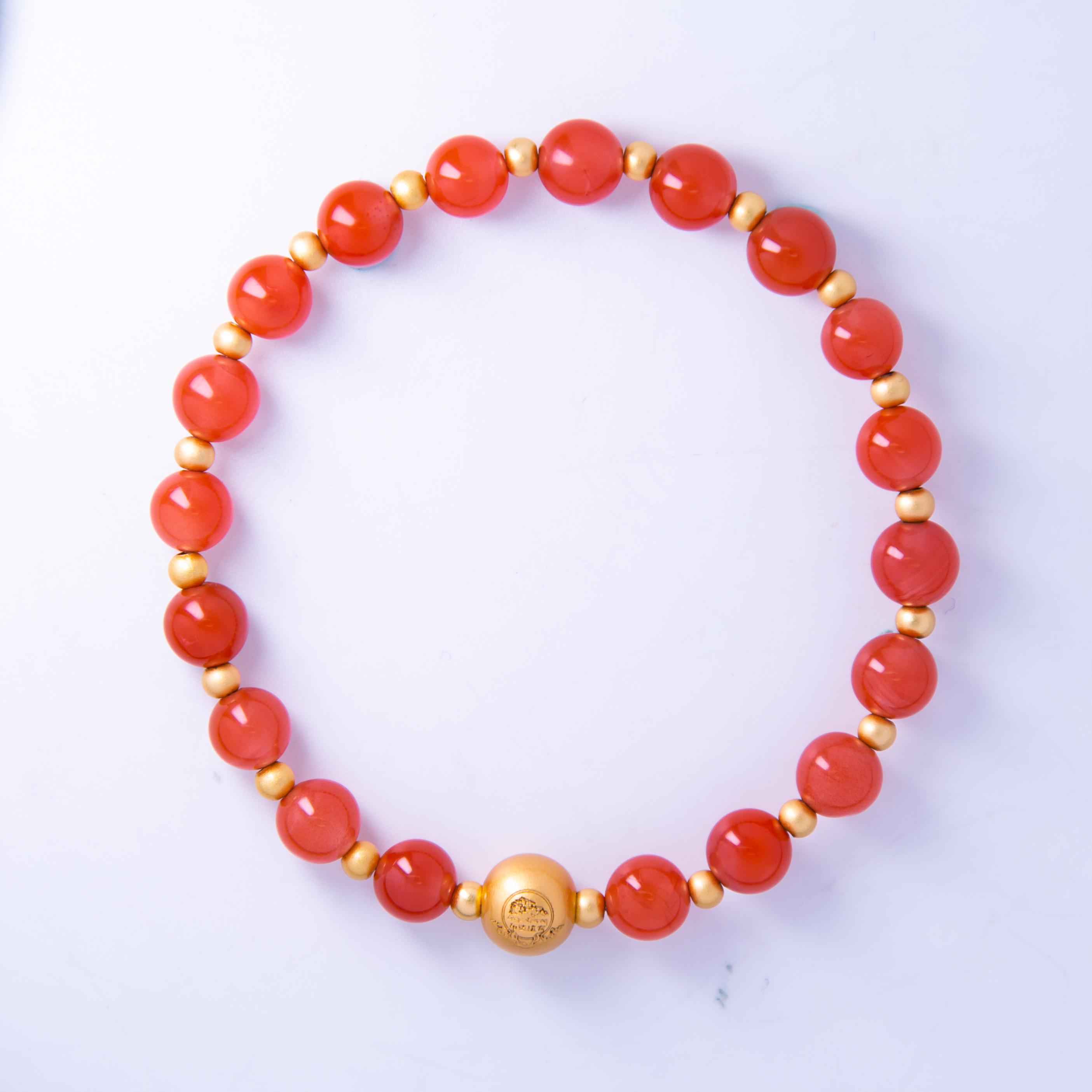 南红银镀金隔珠手串