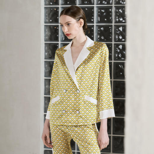 Solo seta22姆米重磅真丝睡衣套装女桑蚕丝丝绸家居服时尚几何秋冬 商品图4