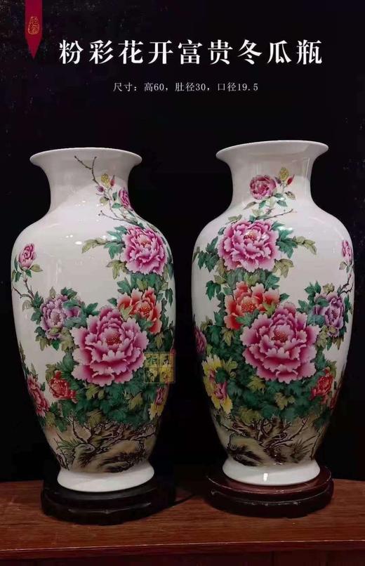 粉彩花开富贵冬瓜瓶 商品图0