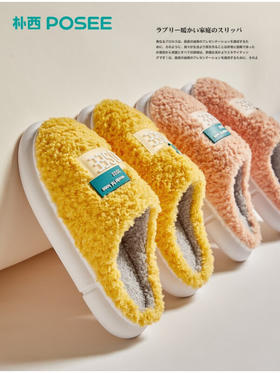 朴西厚底棉拖鞋女秋冬季毛毛绒半棉拖鞋踩屎感室内家居保暖38~40码