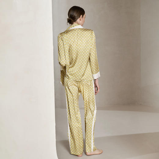 Solo seta22姆米重磅真丝睡衣套装女桑蚕丝丝绸家居服时尚几何秋冬 商品图3