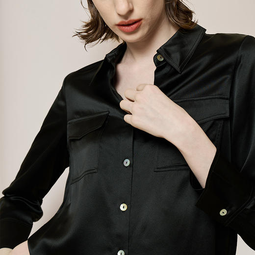 Solo seta22姆米真丝睡衣套装女桑蚕丝丝绸家居服长袖衬衫可外穿 商品图3