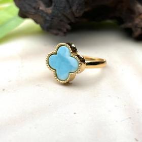 S925海纹石戒指-四叶草14#