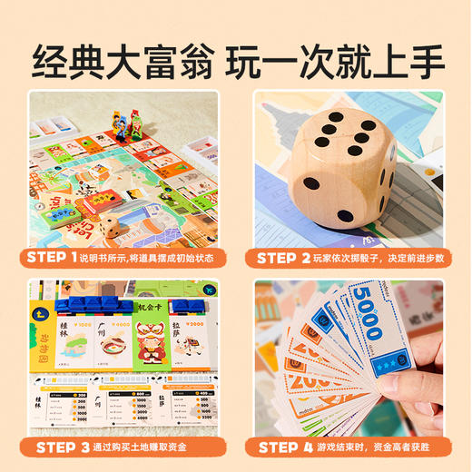 弥鹿儿童大富翁世界之旅中国多人超大游戏棋卡牌豪华版亲子桌游戏 商品图2