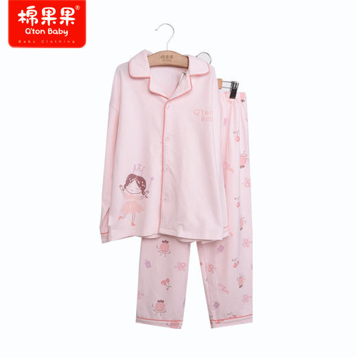 棉果果商场同款春季新品AAAAA（5A）级女童抗菌对开套装140-160尺码内衣家居服睡衣套装2件套M121304223184 商品图1