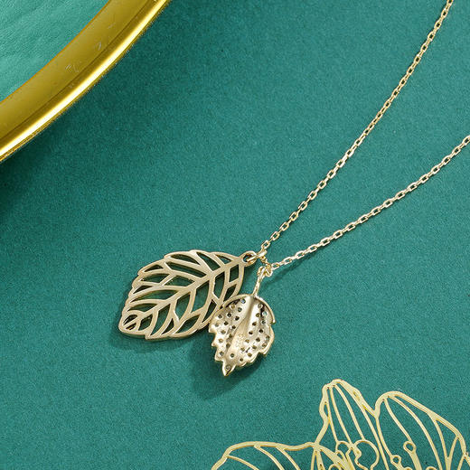 子佩集S925银【叶意】套链项链【YL-2999银201】树叶镀金2301 商品图3