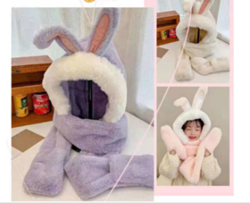 兔耳朵帽子围巾手套三件套