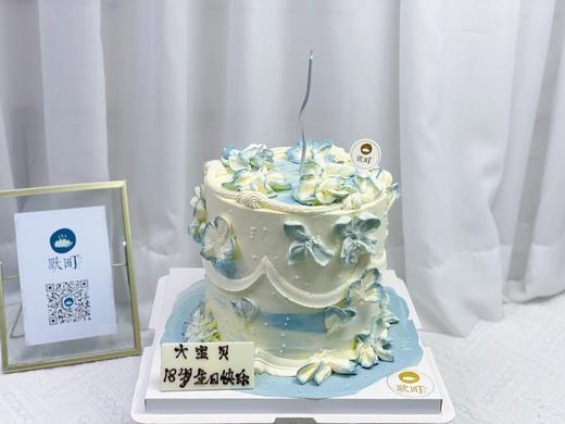 复古蓝加高裱花蛋糕 商品图1