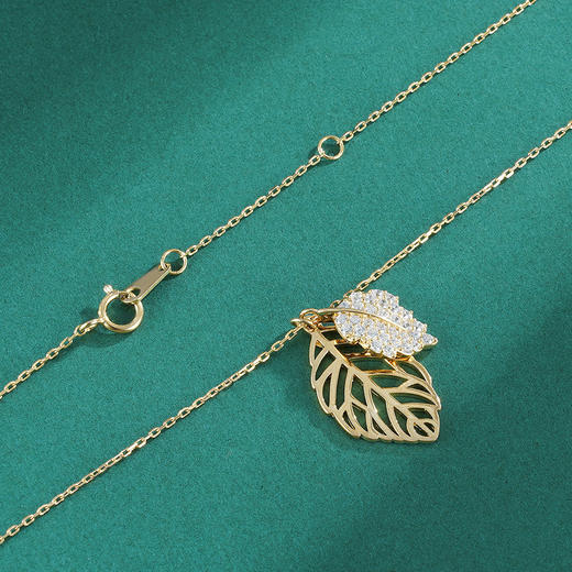 子佩集S925银【叶意】套链项链【YL-2999银201】树叶镀金2301 商品图4