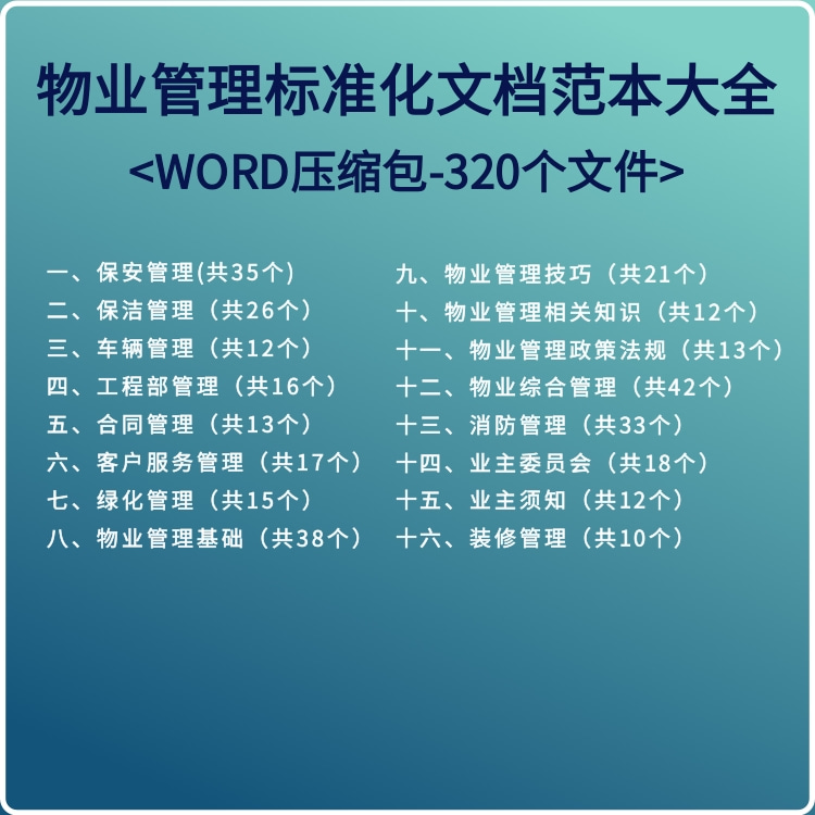 物业管理标准化文档范本大全-WORD压缩包-320个文件