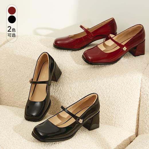 法式轻甜 方头粗跟玛丽珍鞋 AE0028234 商品图1