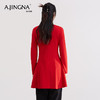 【福利款不退换】阿菁娜法式新年中国红连衣裙式大衣外套A20C508 商品缩略图4