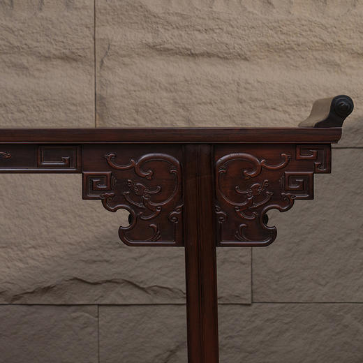 清 红木夹头榫螭龙捧寿翘头案 商品图1