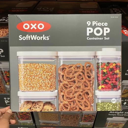 直邮！OXO SoftWorks 保鲜密封盒 9个装，模块化堆垛设计，方便收纳， 按压式密封盖   美国代购，无中文标签，介意慎拍 CO 商品图1