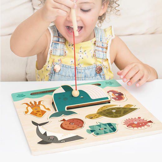 mideer弥鹿蒙氏拼板磁力垂钓嵌板不同形状造型儿童益智启蒙钓鱼玩 商品图1