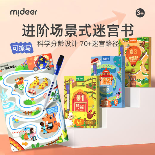mideer弥鹿进阶场景式迷宫训练玩具儿童控笔运笔早教启蒙教具套装 商品图0
