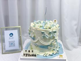 复古蓝加高裱花蛋糕