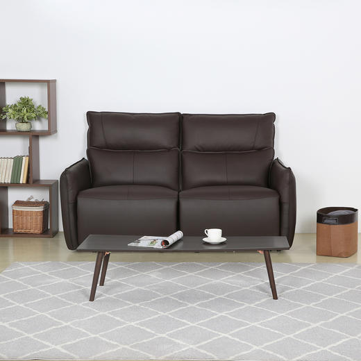 【家具】2人位电动皮沙发 沃夫特2 深棕色/灰色 商品图1