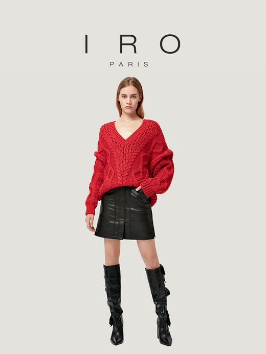 【2F】IRO【新年红色系】秋冬季女装露肩深V领慵懒风套头针织毛衣上衣 商品图3