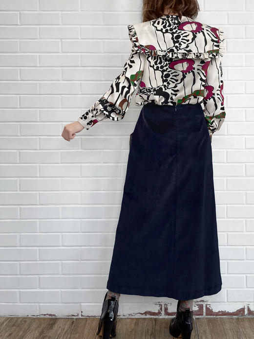 TYNVIE 复古荷叶边方领长袖衬衫-印花 商品图3