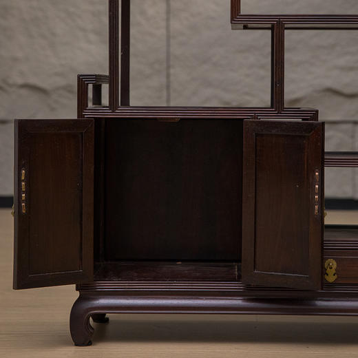 清 红木芝麻梗节节高博古架摆件（一对） 商品图3