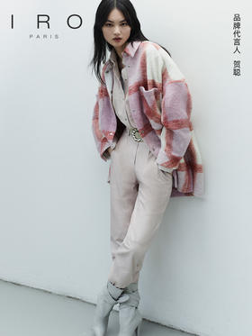 【2F】IRO【贺聪同款】法式格纹中长款衬衫式外套女装秋冬大衣