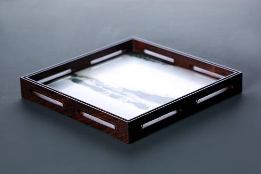 SDMG0054°大红酸枝嵌云石承盘 商品图3