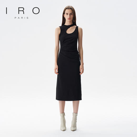 【2F】IRO春季新款法式轻奢女装气质修身不规则镂空领背心连衣裙 商品图0