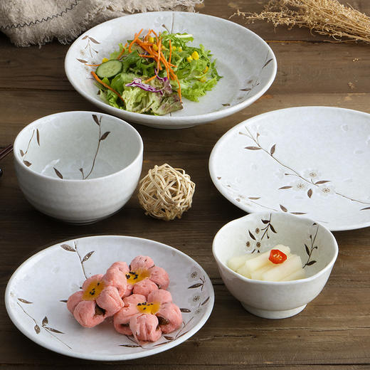 日本进口美浓烧白色樱花陶瓷多用碗/盘日式餐具 商品图4