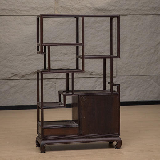 清 红木芝麻梗节节高博古架摆件（一对） 商品图4