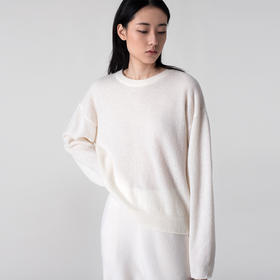 322工房混纺羊毛针织衫女2023年新款秋长袖宽松圆领落肩袖套头衫