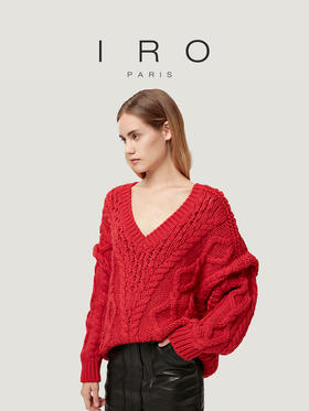 【2F】IRO【新年红色系】秋冬季女装露肩深V领慵懒风套头针织毛衣上衣