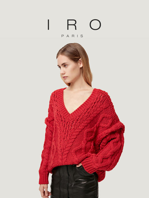 【2F】IRO【新年红色系】秋冬季女装露肩深V领慵懒风套头针织毛衣上衣 商品图0