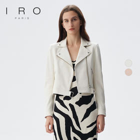 【2F】IRO春季新款法式轻奢女装短款修身翻领小羊皮纯色皮衣外套