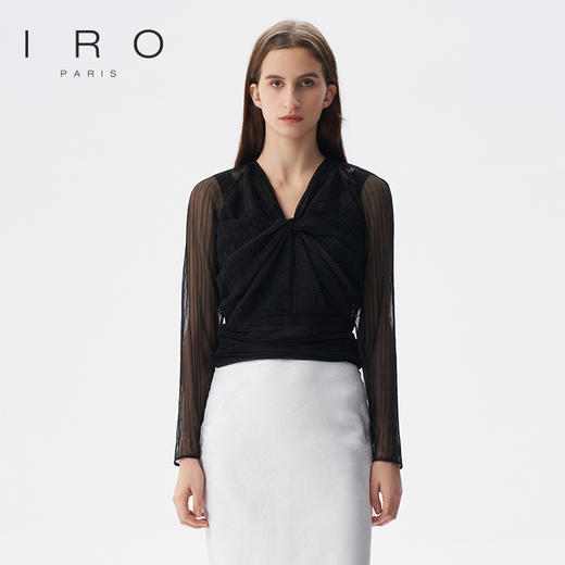【2F】IRO春季新款法式轻奢女装性感气质网纱设计感短款长袖上衣 商品图0