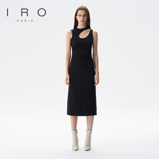 【2F】IRO春季新款法式轻奢女装气质修身不规则镂空领背心连衣裙 商品图3