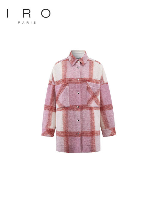 【2F】IRO【贺聪同款】法式格纹中长款衬衫式外套女装秋冬大衣 商品图4