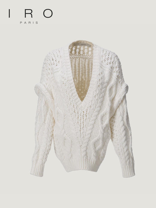 【2F】IRO【新年红色系】秋冬季女装露肩深V领慵懒风套头针织毛衣上衣 商品图4