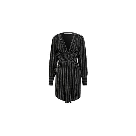 【2F】IRO春季新款法式轻奢女装气质裹腰银丝条纹短款灯笼袖连衣裙 商品图4