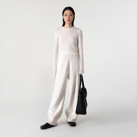 322工房马海针织套头衫女2023新款春季合体长袖短款圆领纯色毛衣 商品图1