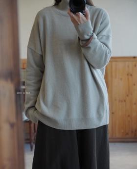 evam eva杏色黑色高领毛衣