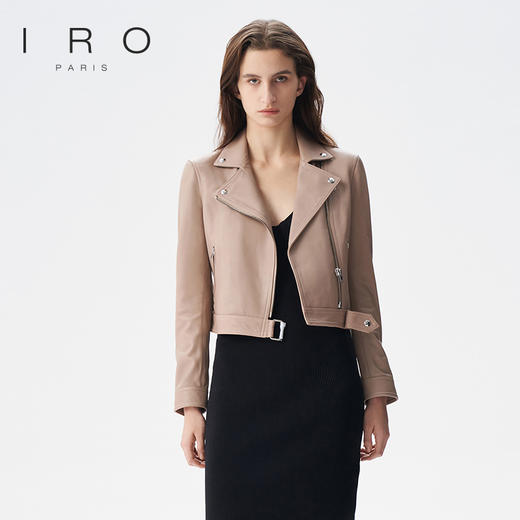 【2F】IRO春季新款法式轻奢女装短款修身翻领小羊皮纯色皮衣外套 商品图1