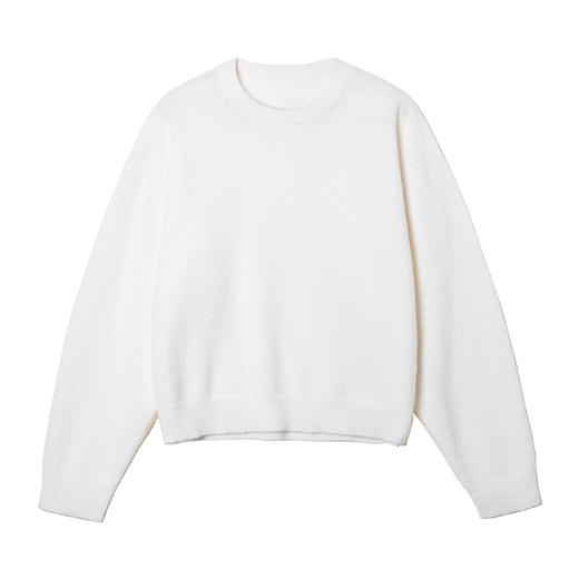 322工房混纺羊毛针织衫女2023年新款秋长袖宽松圆领落肩袖套头衫 商品图4