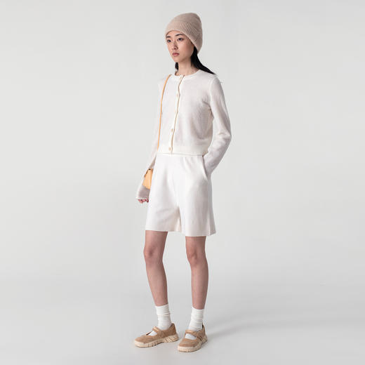 322工房圈圈纱美利奴羊毛衫2023年新款秋季长袖圆领纯色开衫外套 商品图3