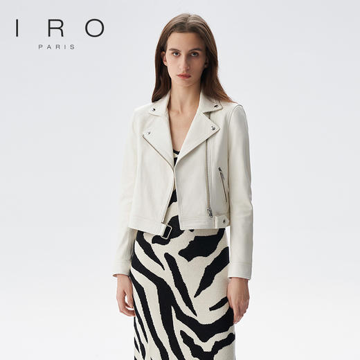 【2F】IRO春季新款法式轻奢女装短款修身翻领小羊皮纯色皮衣外套 商品图3
