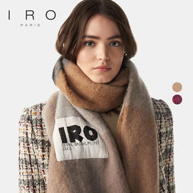 【2F】IRO法式保暖格子格纹彩虹流苏围巾羊毛披肩两用