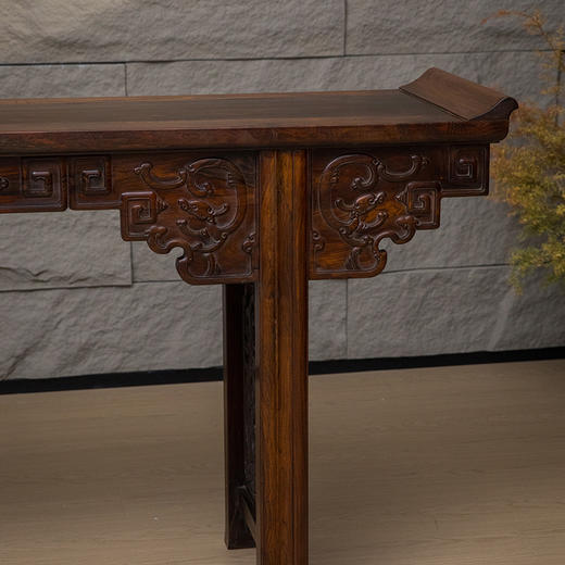 清 红木夹头榫螭龙捧寿大翘头案 商品图4