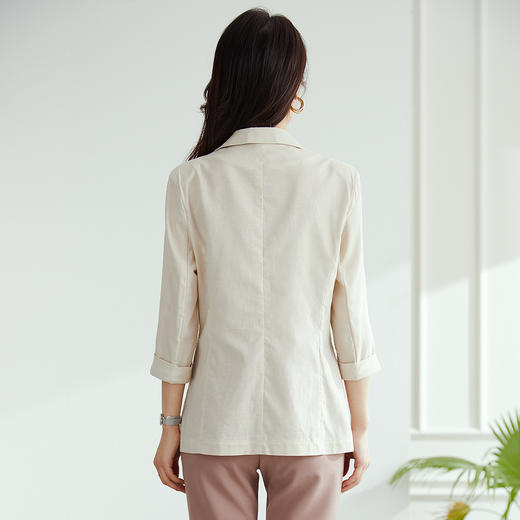 【棉麻面料】罗蒙小西装女外套夏季轻薄透气凉爽速干修身小西装单西服女 商品图12