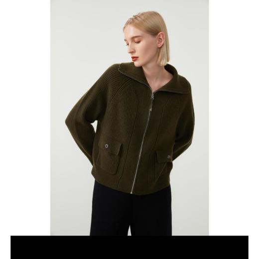 3楼珍贝翻领拉链女开衫 商品图0