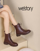westory22年秋冬新款单靴马丁靴交叉绑带复古英伦风短靴82561 商品缩略图0